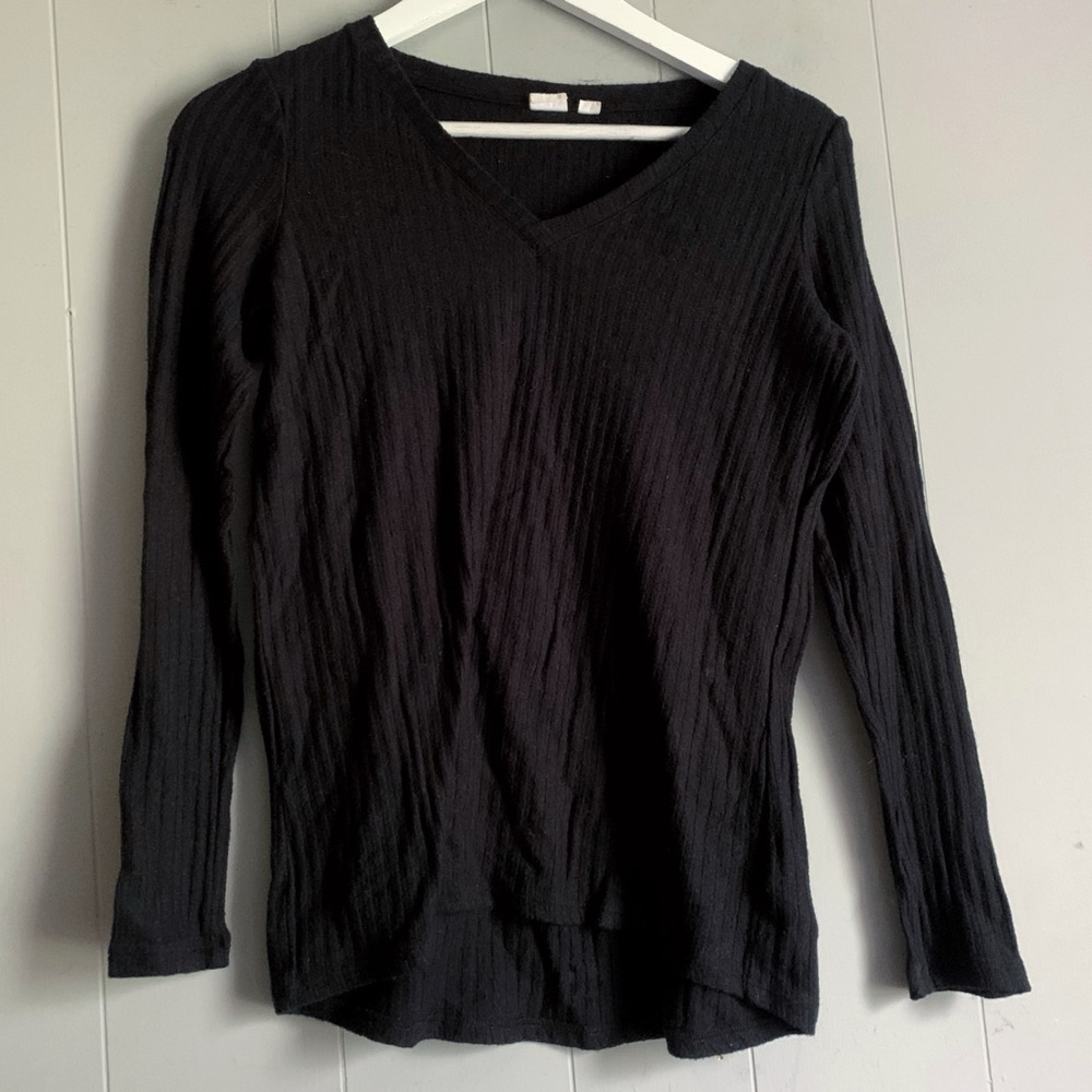 GAP Black Ribbed V neck Pullover Sweater XS